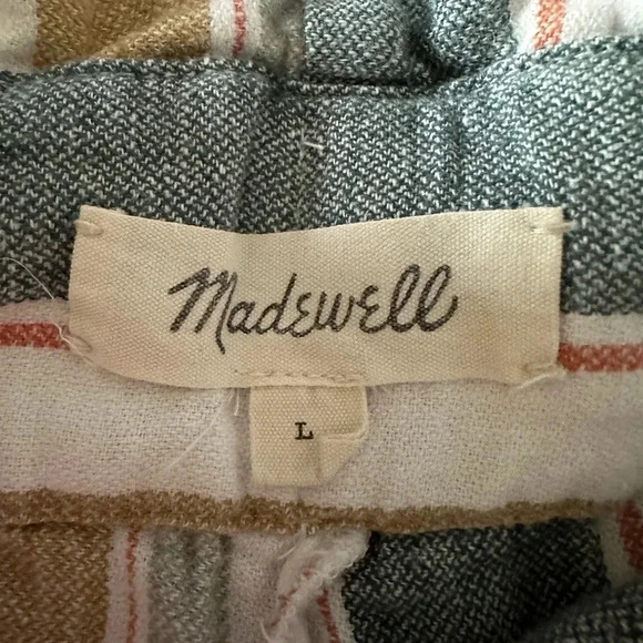 Madewell Tie-Waist Huston Pull-On Crop Pants in Stripe, Size Large - Picture 7 of 9